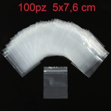 100 Bustine trasparenti 5x7,6 cm buste con zip sacchetti richiudibili a binario