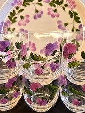 Richard Ginori Mondovi 6 Bicchieri dipinti mano fiori viola no piatto Gio Ponti