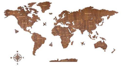 Mappamondo parete legno - parete, in