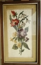 Quadro ricamato a mano con tecnica mezzo punto