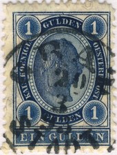 AUTRICHE / AUSTRIA - 1893 1 Gulden BLUE Mi.61 Oblitéré / Used "GRAZ / STADT"