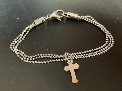Bracciale con croce acciaio - bracciale,
