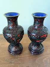 Coppia di vasi stile cinabro
