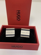 Gemelli Hugo Boss Originali con Astuccio Quadrato Bianco E Blu