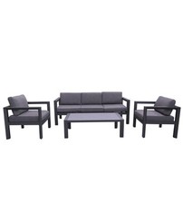 SET DA GIARDINO RIVIERA "HIBISCUS" IN ALLUMINIO ANTRACITE E GRIGIO CHIARO, 5 ...