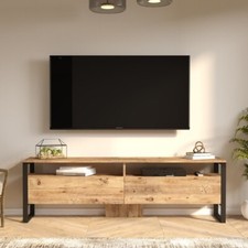 MODAL CASA Mobile porta tv moderno industrial design 180x56 cm rovere nero Caius