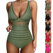 Damen Push Up Gepolstert Monokini Bauchweg Bademode Badeanzug Strandkleidung