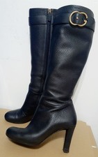 Stivali Gucci tacco GG Marmont lunghi pelle nero EU36 US6 Giappone F/S USATI