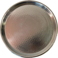 - Teglia Tonda in Rame Stagnato, Bordo 2Cm, Diametro 32 Cm, Ideale per Farinata,