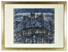 ENRICO ALLIMANDI (Torino 1910-1984) DIPINTO ARCHITETTURA A PARIGI tecnica mista 