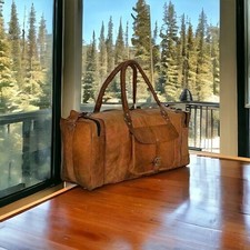 Borsone vintage in vera pelle borsone weekend palestra marrone bagaglio da vi...