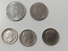 Lotto 5 monete Vittorio Emanuele III Regno d'italia lire 1-2-5 e 50 centesimi