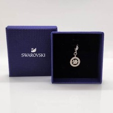Ciondolo Charm Swarovski Numero 18 Compleanno Birthday Pendant Bianco Rodiato 