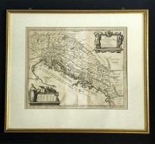 Carta Mappa geografica ORIGINALE antica del 1600 con Mare Adriatico e Balcani 