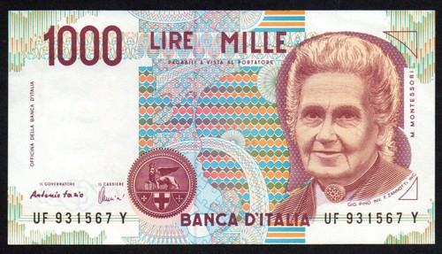 Banconota 1000 lire montessori - banconota,