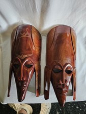 Coppia di maschere tribali africane legno lavorazione artigianale
