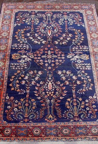 Antico tappeto orientale blu