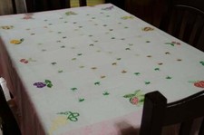 Tovaglia da tavola 6 persone ricamata a mano punto croce