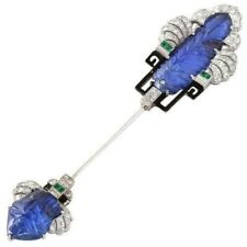 Spilla Jabot Art Deco blu