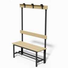 (12V)PANCA SPOGLIATOIO ACCIAIO CON SEDUTA-SCHIENALE-APPENDIABITI MT 1