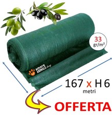 RETE Telo ROTOLO Reti RACCOLTA OLIVE → 167xH6 mt. 33 gr/m² ANTISPINA Antistrappo