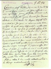 1943 PREDORE (BG) Cav. G. Enrico LAGO ad Aldo OPRANDI *Autografo FP VG