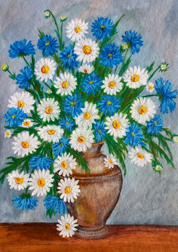 Arte popolare fiori blu - , e