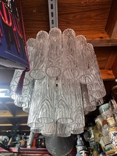 Lampadario Venini Design Iconico con 26 Tronchetti in Vetro Soffiato