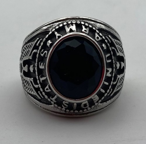 Anello acciaio cristallo blu - acciaio,