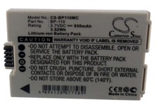 Batterie 950mAh Tipo BP-110 BP110 Per Canon Legria HF R205 R206 R26 R27 R28