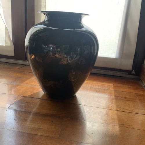 Vaso vetro nero con - in,