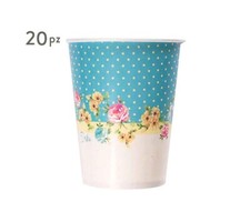 Set 20 Bicchieri di Carta Festa Party Usa e Getta Shabby Chic - GIVI - 250 ml