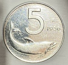ITALIA 5 LIRE DELFINO 1956