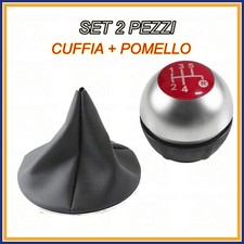 CUFFIA E POMELLO LEVA CAMBIO SATINATO ROSSO PER FIAT 500 500C 07 GHIERA CORNICE