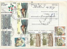 BOLLETTINO PACCO ORDINARIO URGENTE TASSA £ 6800 AFFR. ANCHE CON 3150 ITALIA 90  