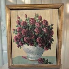 Alfio Paolo Graziani – Olio su tela 'Vaso di rose', firmato, 70x58 cm