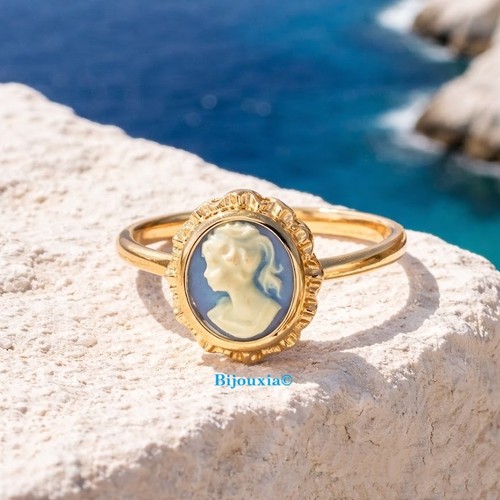 Anello cammeo blu placcato - blu, e