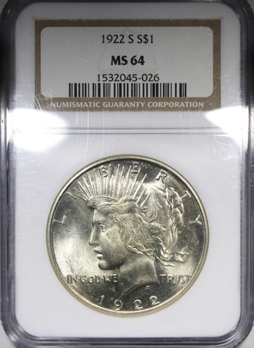 1922 dollaro della pace ngc - 1922-s,