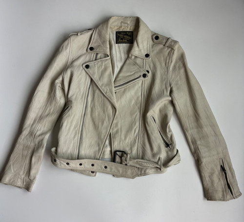 Giacca biker pelle bianca