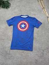 Under Armour Captain America Alter Ego Camicia Blu Uomo L Grande Compressione Marvel