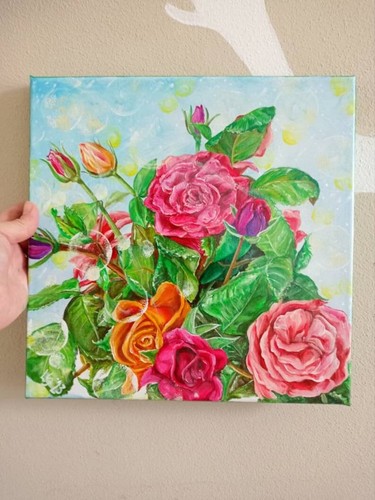 Quadro con fiori dipinto - quadro,
