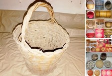 gr3- CESTINO SARDO ARTIGIANALE IN CANNA E VIMINI, ovale cm 31x26 x h 24  e altri