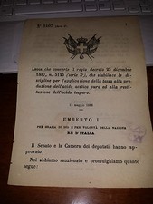 LEGGE converte REGIO DECRETO TASSA PRODUZ ACIDO ACETICO PURO RESTITUZIONE IMPURO