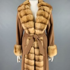 Cappotto Vintage Taglia M In Cashmere Di Cammello Con Cintura