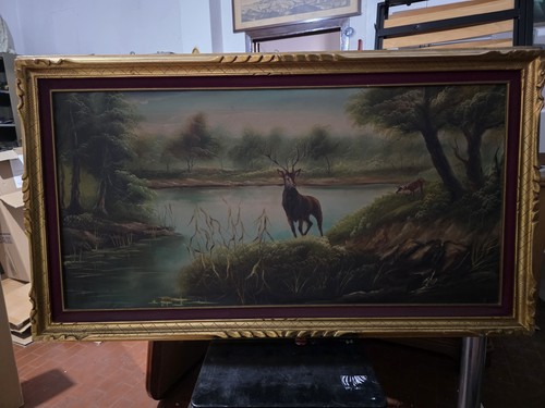 Quadro olio tela antico - olio, su
