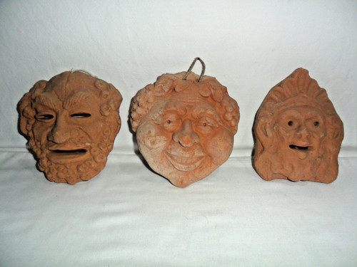 Set tre maschere terracotta - maschere,
