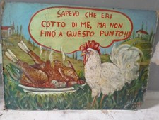 quadro pittura gallo olio naif curioso paint rooster vintage made in italy