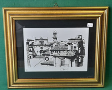 QUADRO VINTAGE CORNICE E VETRO STAMPA DISEGNO A CHINA OTTAVIANI GIULIANO. BE87