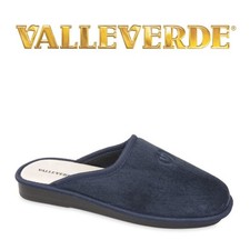Valleverde - Ciabatta Uomo Pantofola Casa - 37801 Blu Sottopiede Pelle