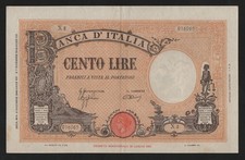 100 LIRE GRANDE "B" (FASCIO) 09/12/1942 SPL - ANTICA BANCONOTA REGNO ITALIA 